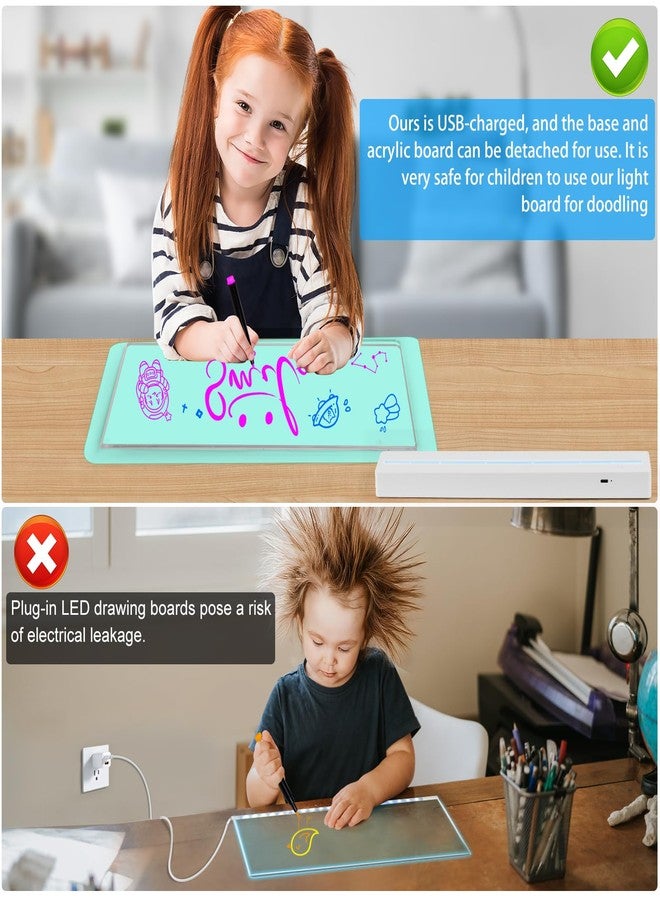 لوحة ملاحظات LED ملونة، لوحة كتابة قابلة لإعادة الشحن من الأكريليك، لوحة بيضاء مضيئة من الأكريليك بثمانية ألوان، لوحة فنية، مناسبة للفصول الدراسية/المكاتب/ديكور المنزل/الهدايا (أفقية) - Image 3